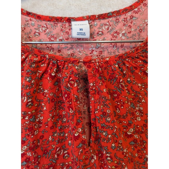 Old Navy Womens XS Red Floral Ditsy Rayon Babydoll Long Sleeve Swing Dress - Picture 5 of 10
